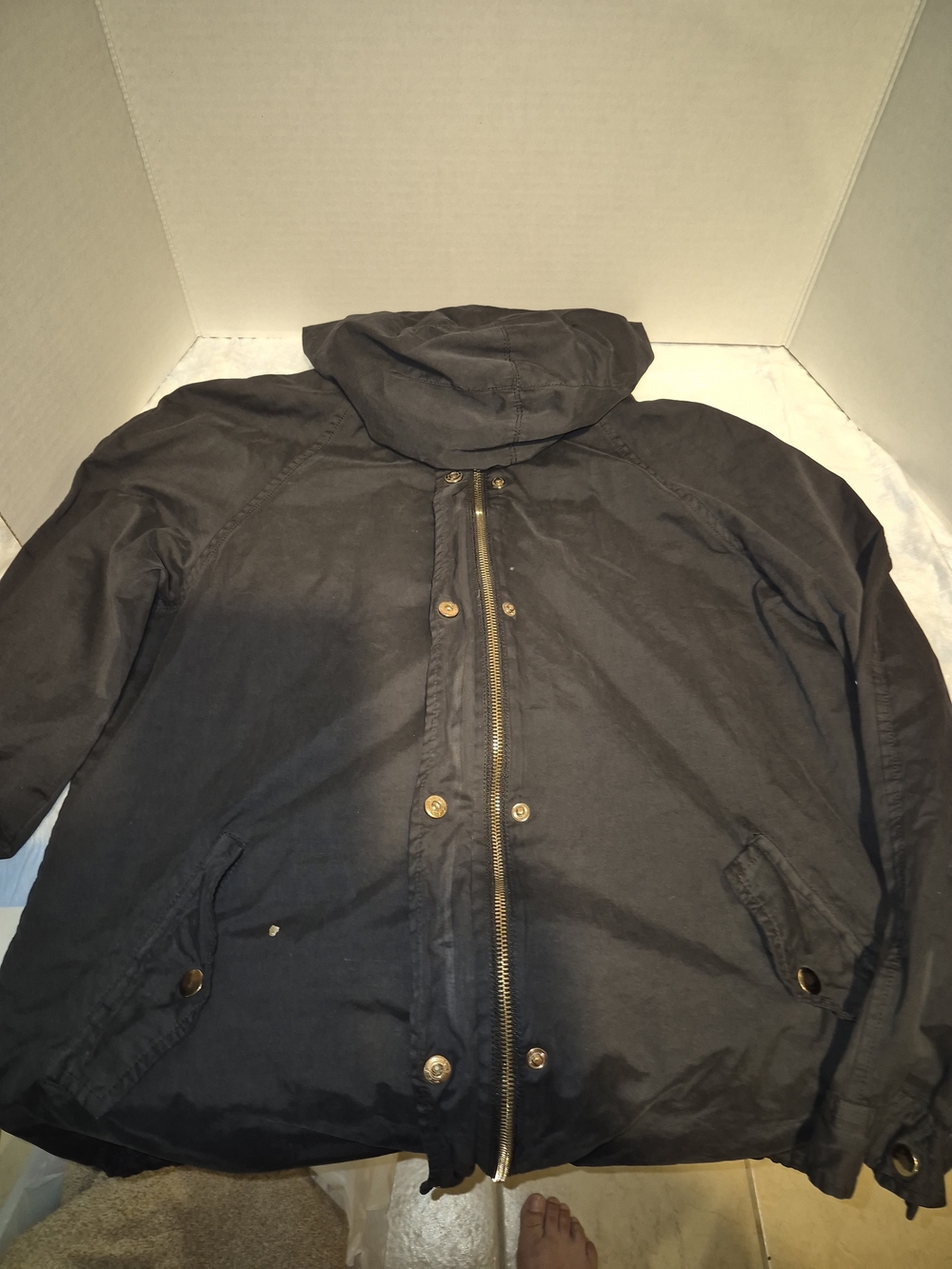Forever 21 Black Hooded Varsity Jacket